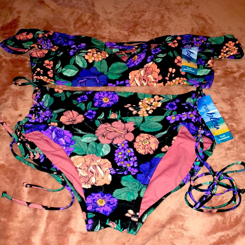 Rue21 Floral print 2 piece high waisted swimsuit